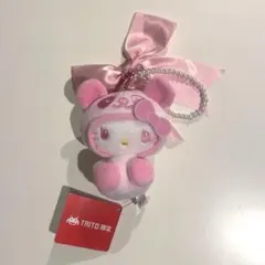 ハローキティ パンダ リボン付パールチャームマスコット ピンク
