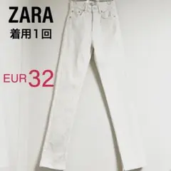 【着用１回】ZARA 白デニム EUR 32 ホワイト ジーンズ XSのサムネイル