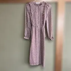 昭和レトロ　DEWILY フローラルプリント ロングプリーツワンピース