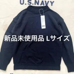 新品未使用 ユニクロU ガンジー ニット セーター ウール100% 黒 L