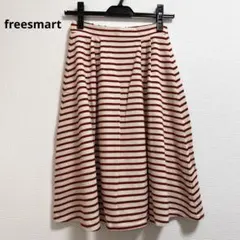 freesmart ウエストゴム　ボーダー　フレアスカート　膝丈　マリンのサムネイル