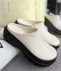 JaVaコラボ●軽量ステッチデザイン厚底サンダル●アイボリー●22.5センチ●S