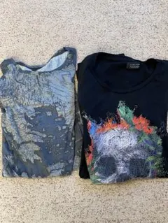 ZARA Tシャツ2枚セット　ドクロ　地図柄