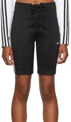 adidas ブラック レースアップ ショートパンツ アディダス