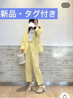新品タグ付 テチチ セットアップ ジャケット パンツ イエロー リネン混のサムネイル