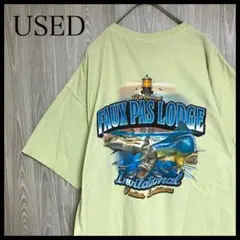 Z761アメリカ古着半袖Tシャツワンポイントロゴバックプリント魚 フィッシング