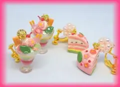 桜モチーフのパフェ&ケーキ ミニチュアスイーツ イヤリング ピアス ２つセット