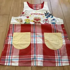 アンパンマン エプロン 赤と白チェック