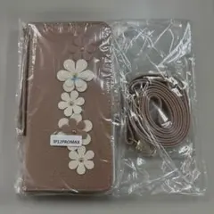 訳あり iPhone12promax ベージュ スマホケース ショルダー
