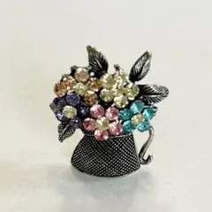 【broo015】ラインストーン 花かご ブローチ ✨まとめ買いがお得✨