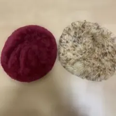StretchFur ベレー帽 赤 ベージュ