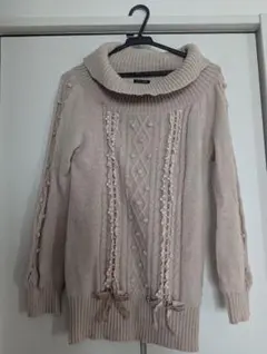 Lest Rose ピンクベージュ ハイネックニットセーター