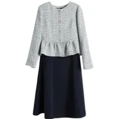 Dress+ ツイードペプラムジャケット ワンピース セットアップ M