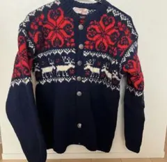 ノルディック柄 カーディガン ネイビー