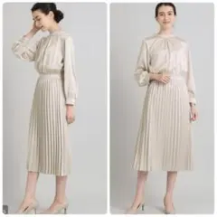 【新品未使用★タグ付】OPAQUE.CLIP サテンプリーツワンピース