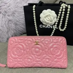 ✨最終価格✨ CHANEL カメリア キャビアスキン ラウンドファスナー 長財布のサムネイル