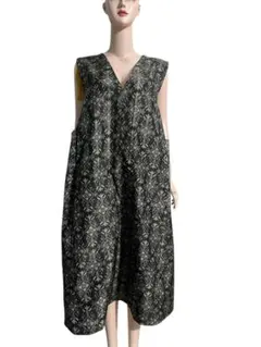 着物リメイクVネックワンピース 大島紬 2月上司発送 Lサイズ