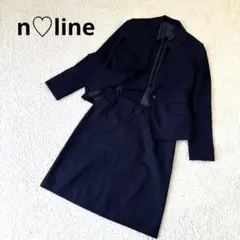 ゆき様専用nlineスカートスーツ 13 ストライプ ネイビー シルク