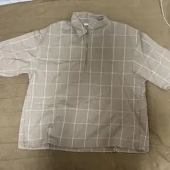 GU ハーフジップ チェックシャツ ベージュのサムネイル