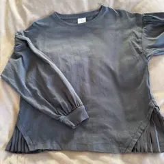 グレー プリーツ付き長袖Tシャツ　152 11-12