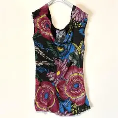 未使用 Desigual デシグアル ノースリーブ シャーリングギャザートップス