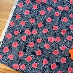 花柄コットン生地 ネイビー ピンク 50×108cm