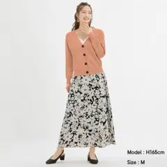 【美品】GU フラワープリント ロングスカート M