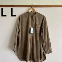 【新品】Miyo ベロア　ロングシャツ　中茶　L L