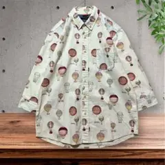 メンズ　CIAO PANIC 七分袖　柄シャツ　総柄　ボタンダウン　古着