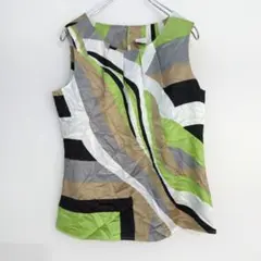 SUZY ノースリーブ タンクトップ マルチカラー 柄物 【M】海外古着