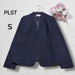 【プラステ PLST】ウォームリザーブ　ノーカラージャケット黒　上品きれいめ　S