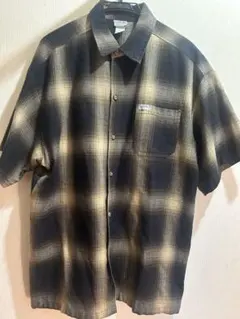 caltop 半袖チェックシャツ L ブラックゴールド B系 チェック柄