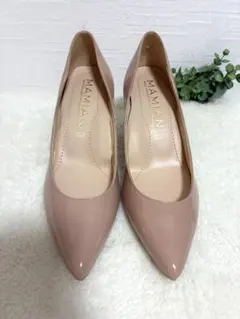 MAMIAN ベージュ ポインテッドトゥ ハイヒール22.5cm