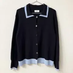 【新品未使用】配色衿デザインニットカーディガン