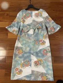 着物リメイク　ファッション　袖フリル　ワンピース