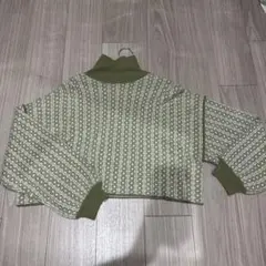 rectangle ダイヤ柄　ジャガードニットプルオーバー　グリーン