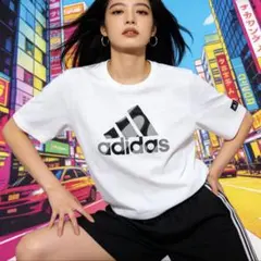 アディダス × マリメッコ コラボ Tシャツ ウニッコ柄 ロゴ 白