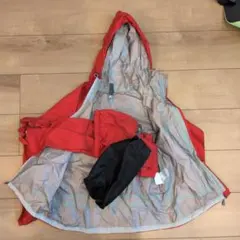 mont-bell レインスーツ 140 レッド 収納袋付き