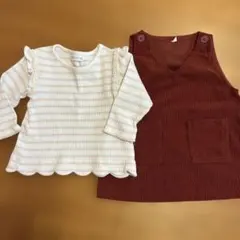長袖 カットソー　ワンピース ジャンパースカートのセット
