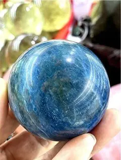 天然石☆ブルーオニキス☆スフィア☆丸玉☆置物☆オブジェ☆虹入り☆海 