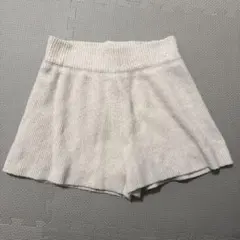 アイボリー リブ編み ショートパンツ M