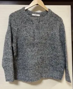 美品サマンサモスモスブルー⭐︎ヘンリーネックニットグレー　フリーサイズ
