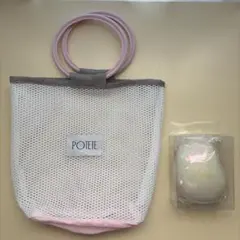 POTETE メッシュ トートバッグ ホワイト/ピンク
