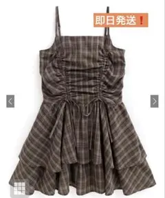 GRL チェック柄ドロストリボンミニワンピース dk1357