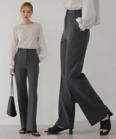 ハイウエストセンタープレスストレートスラックス