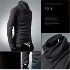 XL グレー タートルネック アフガン ネック シャツ カットソー インナー