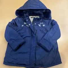 BEBEネイビー フード付きダウンコート120cm