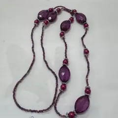 紫色ファセットカットビーズロングネックレス