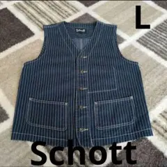 【美品】schott ウォバッシュ ベスト インディゴ 人気のL