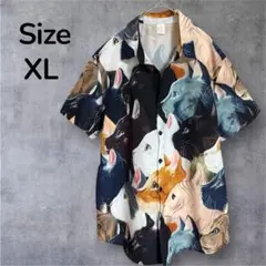 【新品未使用】アロハシャツ 猫 アニマル柄 動物 レア 奇抜 総柄 XLサイズのサムネイル